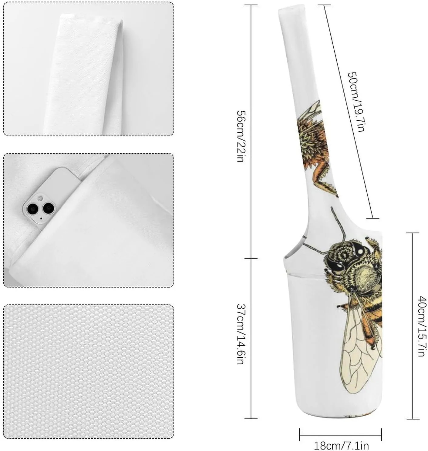 Donnapink Yoga Mat Bag, Canvas Storage Bag with Pocket Shoulder Strap, Fashion Mat Bag