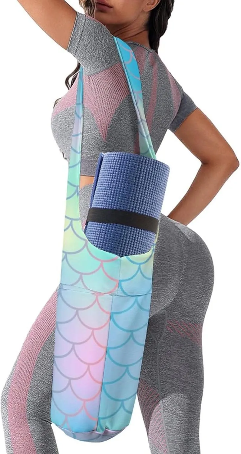Donnapink Yoga Mat Bag, Canvas Storage Bag with Pocket Shoulder Strap, Fashion Mat Bag