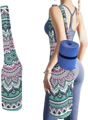 Donnapink Yoga Mat Bag, Canvas Storage Bag with Pocket Shoulder Strap, Fashion Mat Bag