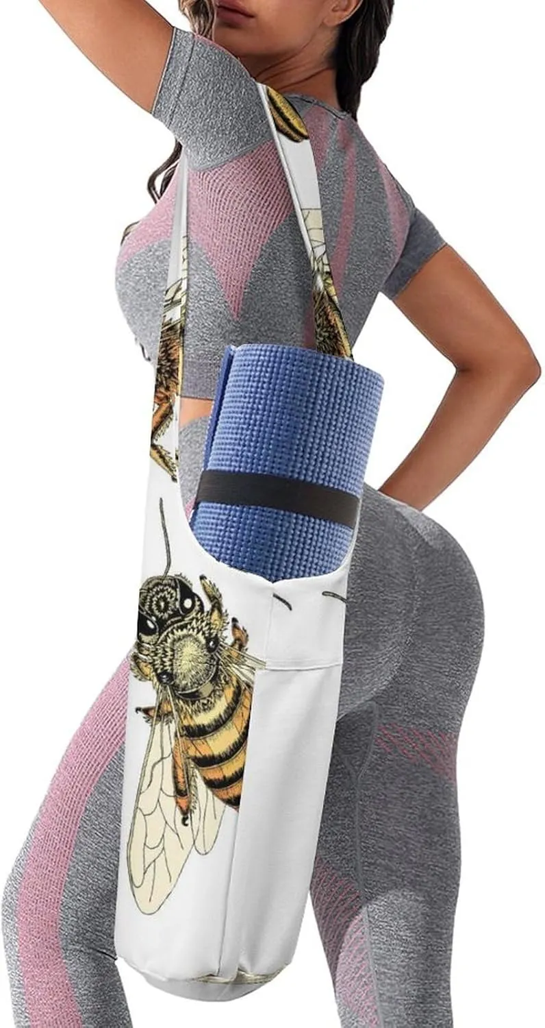Donnapink Yoga Mat Bag, Canvas Storage Bag with Pocket Shoulder Strap, Fashion Mat Bag