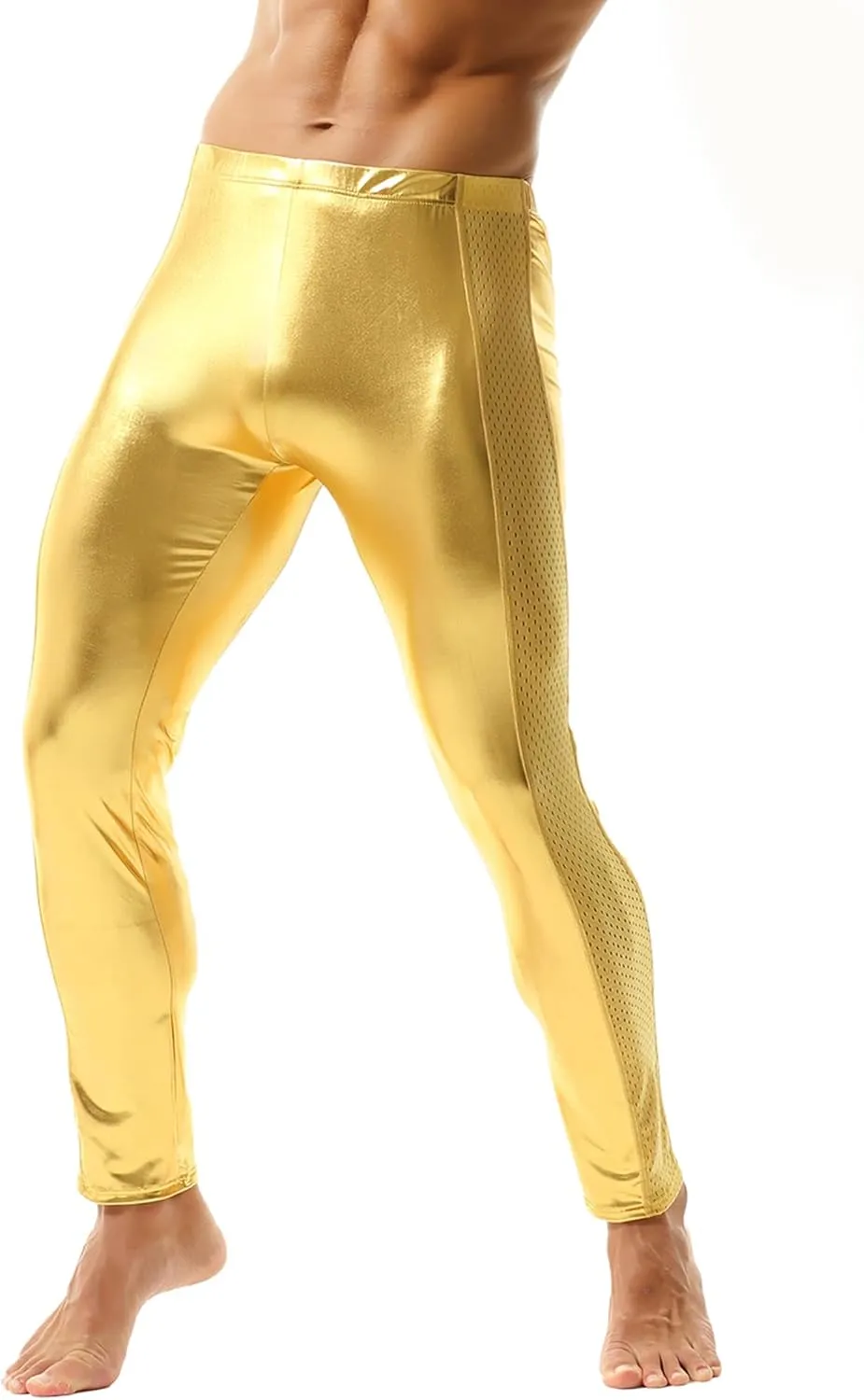 DTODWW Men's Faux Leather Activewear Leggings Slim Fit Tight Pants Long PU Pants Clubwear