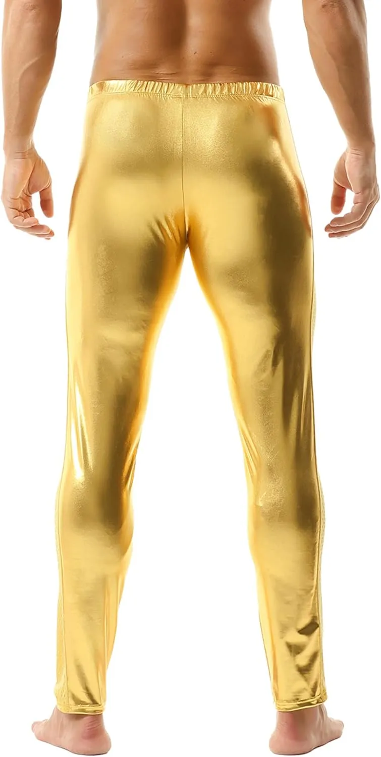 DTODWW Men's Faux Leather Activewear Leggings Slim Fit Tight Pants Long PU Pants Clubwear