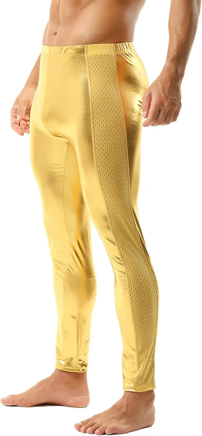 DTODWW Men's Faux Leather Activewear Leggings Slim Fit Tight Pants Long PU Pants Clubwear