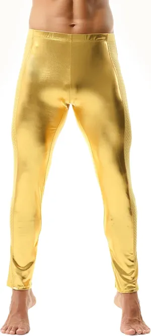 DTODWW Men's Faux Leather Activewear Leggings Slim Fit Tight Pants Long PU Pants Clubwear