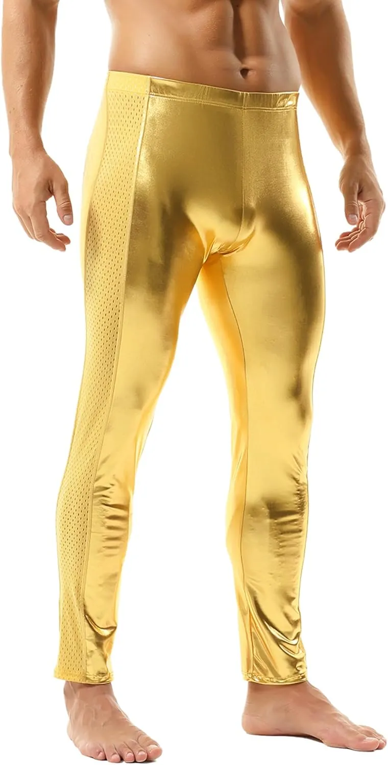 DTODWW Men's Faux Leather Activewear Leggings Slim Fit Tight Pants Long PU Pants Clubwear