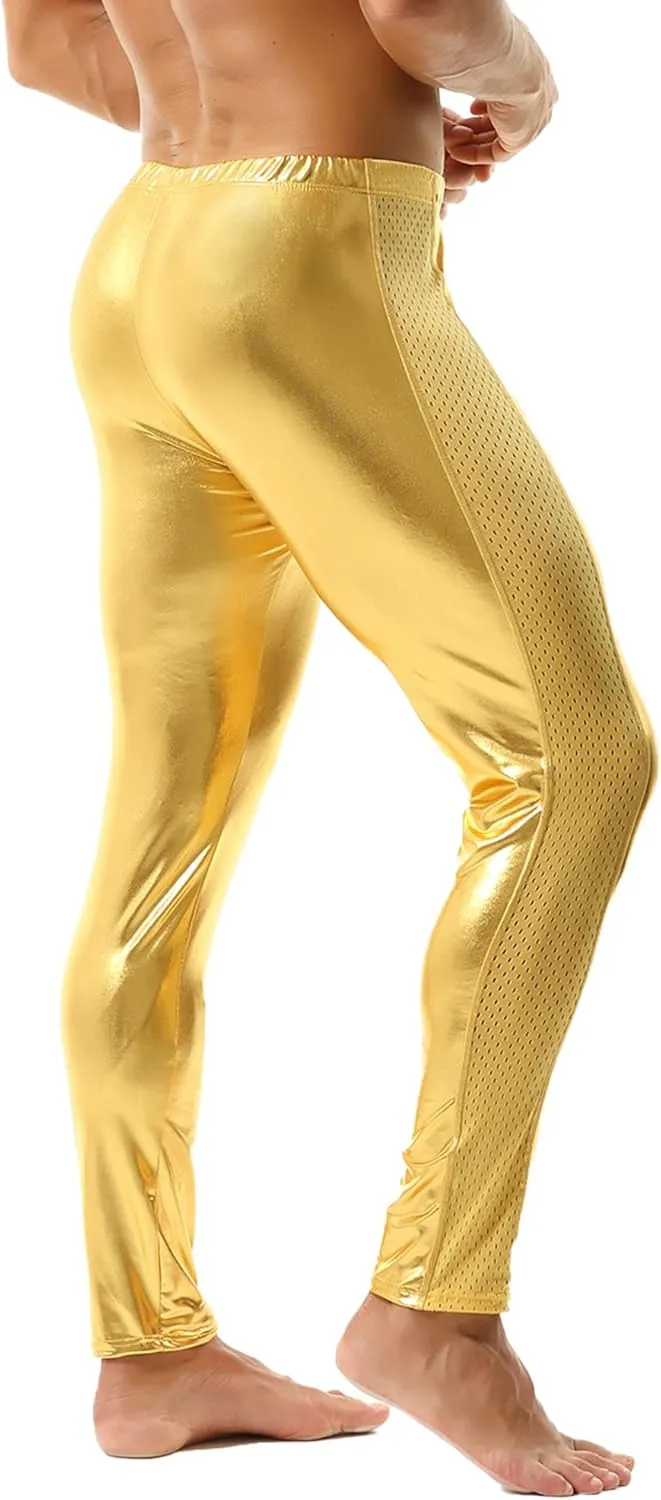 DTODWW Men's Faux Leather Activewear Leggings Slim Fit Tight Pants Long PU Pants Clubwear