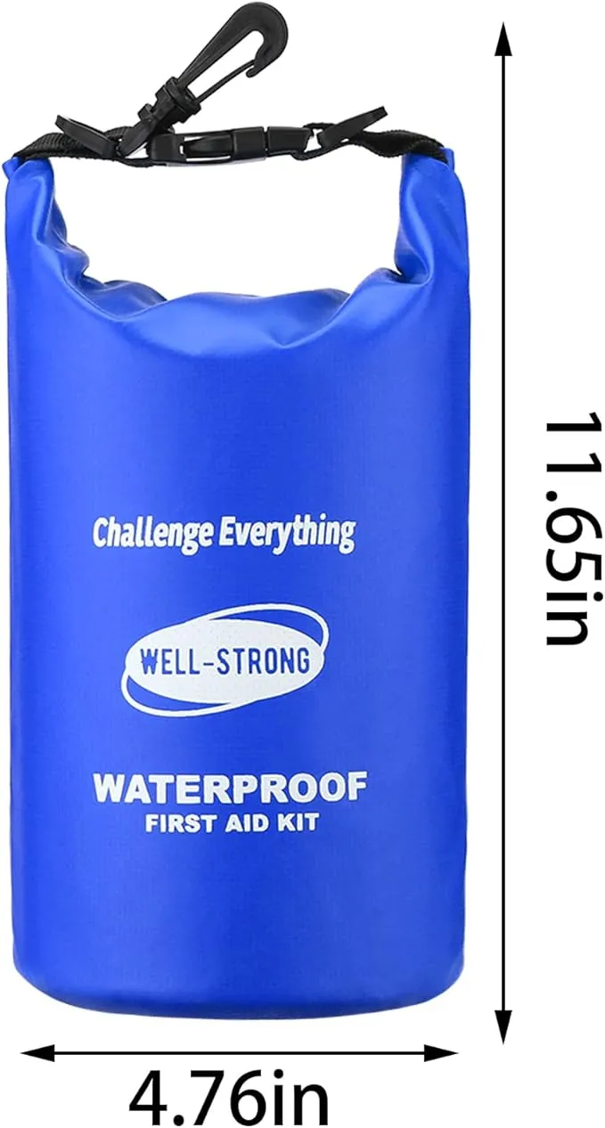 Dual Waterproof First Aid Kit Boat Emergency Kit with Buckles for Fishing Kayaking Boating Swimming Camping Rafting Beach Blue