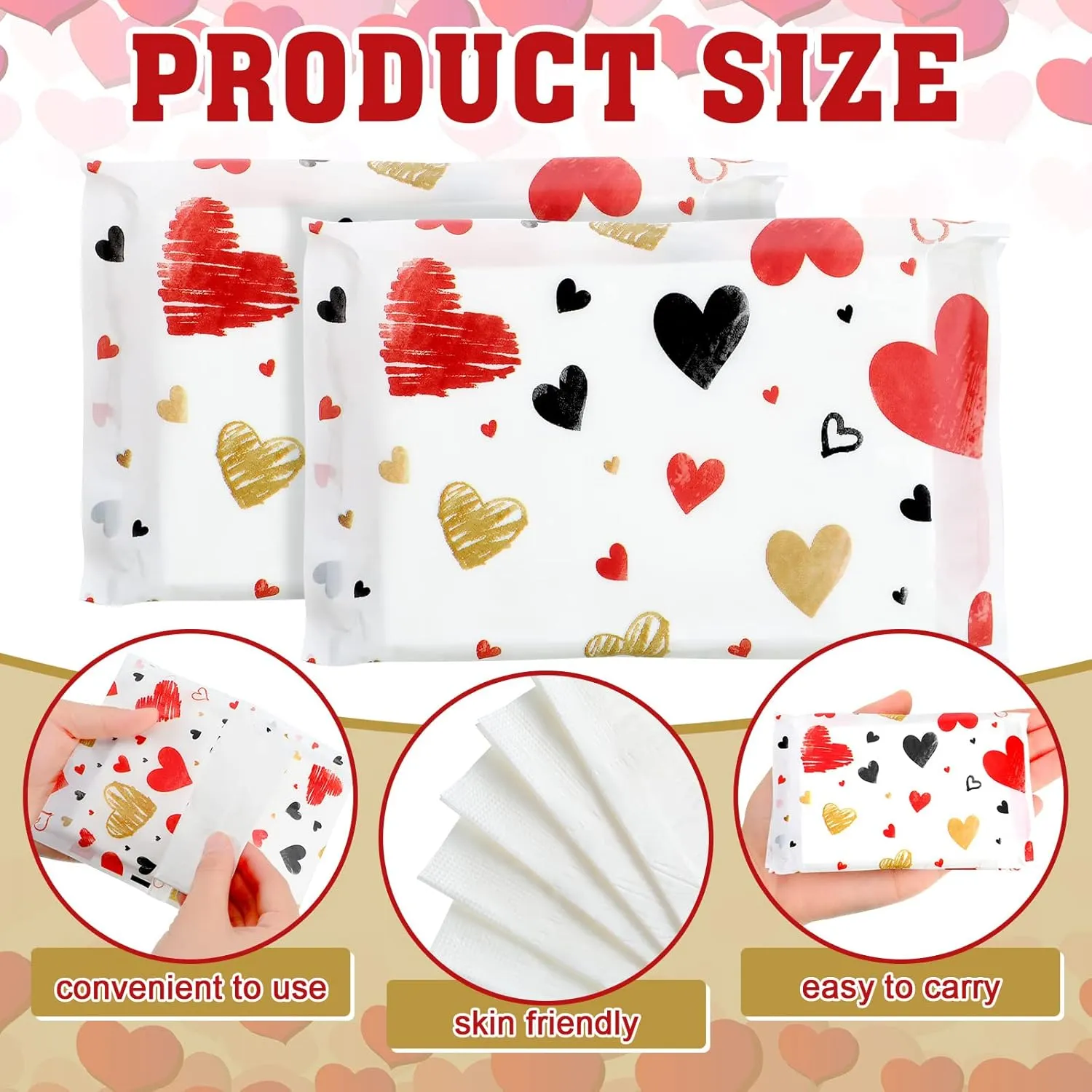 Eaasty 50 Packs Pocket Pack Travel Size Facial Tissues 3 Ply Paper Mini Wedding Tissues for Guests Travel Valentine's Day Wedding Party Favors