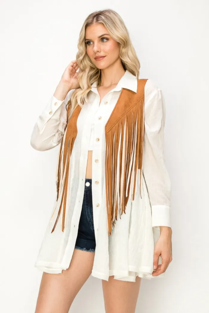 Easton Fringed Suede Vest