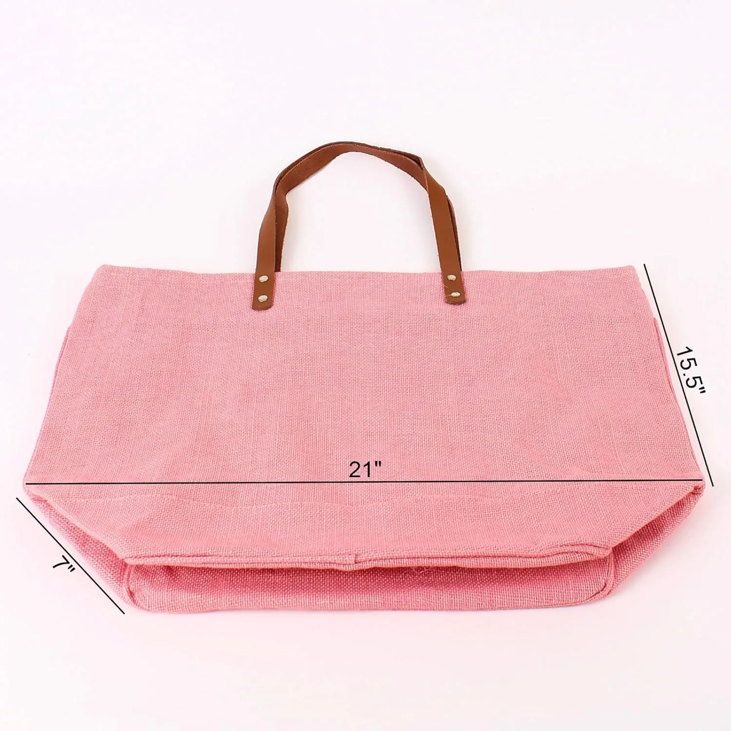 Eco Friendly Sustainable Jute Zip Tote Bag With Leather Handles, Jute Burlap Tote Bag For Beach, Picnic, Casual Fashion