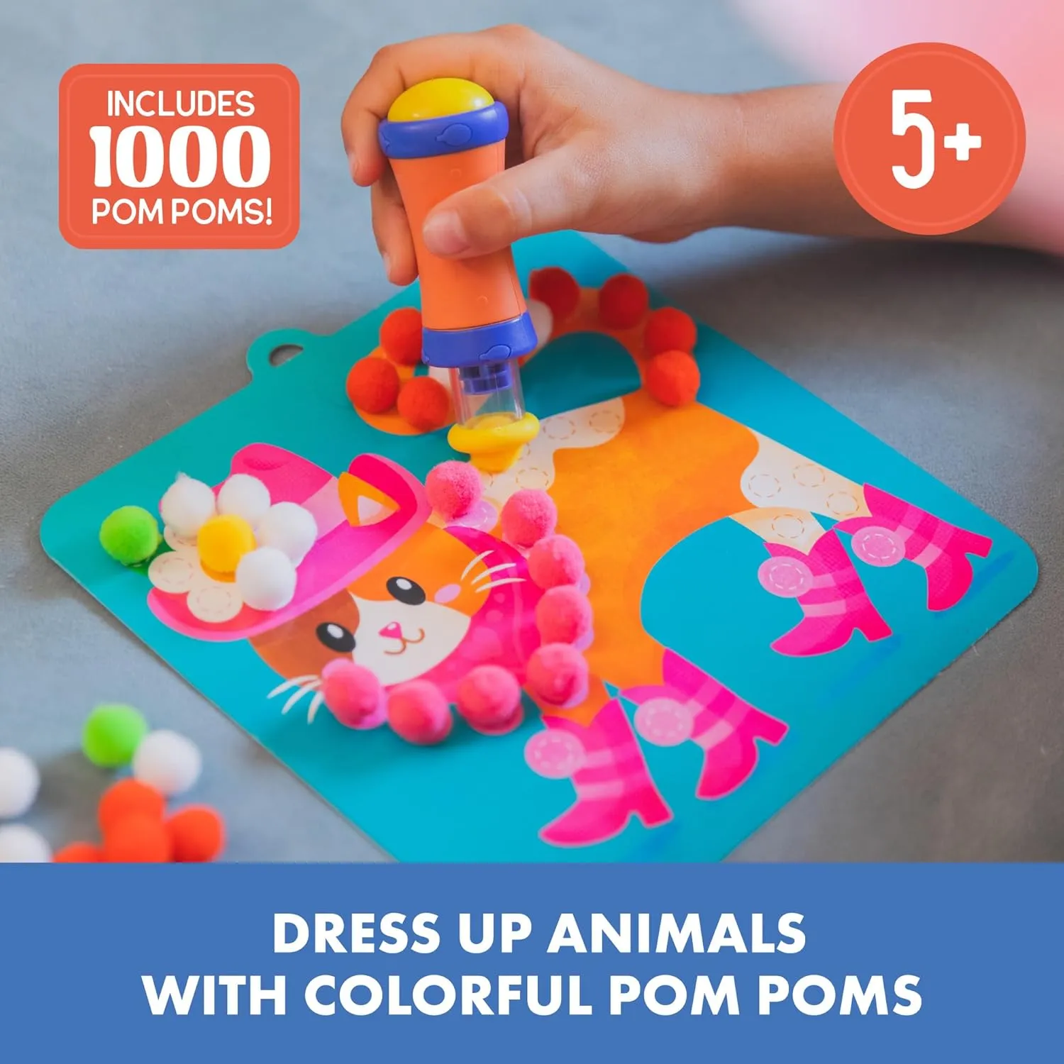 Educational Insights Pom Pom Kit - Arts and Crafts for Kids, Mess Free Crafting Supplies & Projects, Preschool Creativity, DIY Sensory Activity for Toddlers, Fun Gift for Girls and Boys Ages 5 