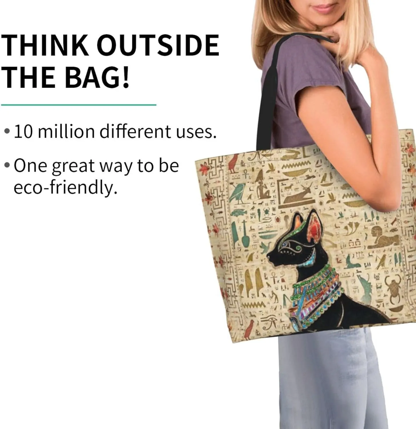 Egypt Canvas Tote Bag Ancient Egypt Shoulder Bag African Handbag Casual Egyptian Grocery Bag for Egypt Travel