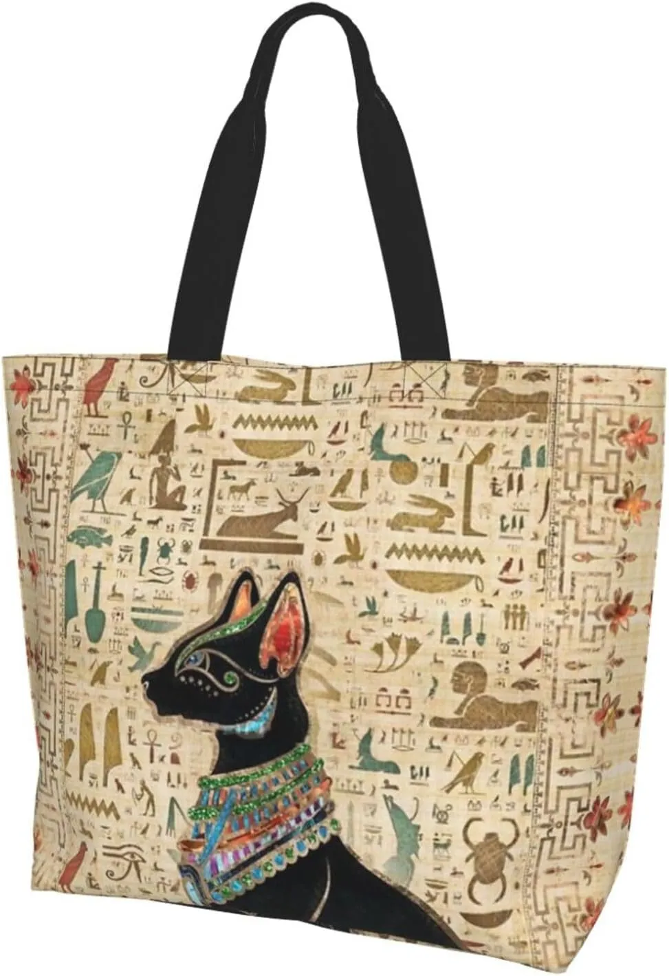 Egypt Canvas Tote Bag Ancient Egypt Shoulder Bag African Handbag Casual Egyptian Grocery Bag for Egypt Travel