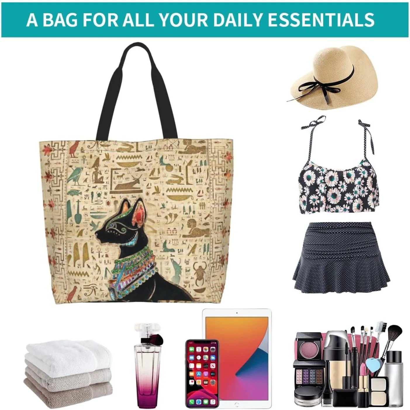 Egypt Canvas Tote Bag Ancient Egypt Shoulder Bag African Handbag Casual Egyptian Grocery Bag for Egypt Travel