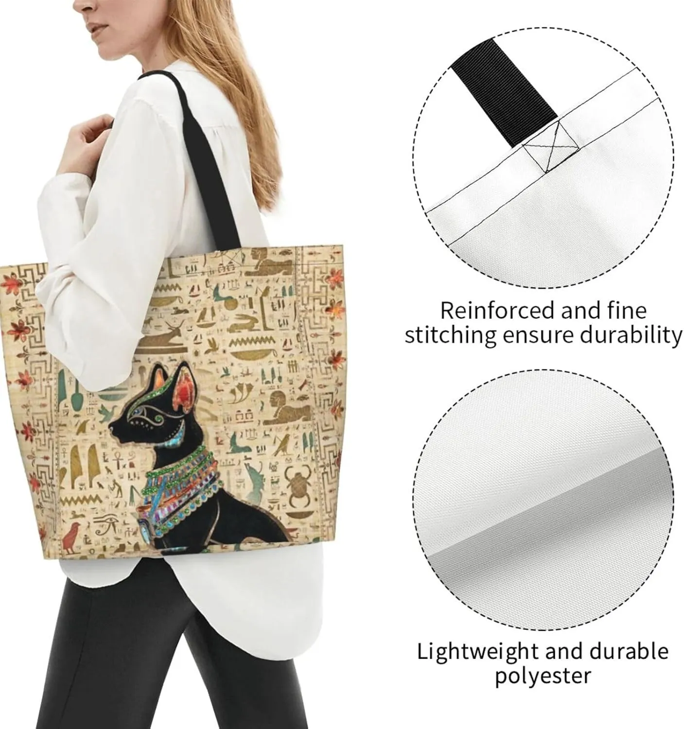 Egypt Canvas Tote Bag Ancient Egypt Shoulder Bag African Handbag Casual Egyptian Grocery Bag for Egypt Travel
