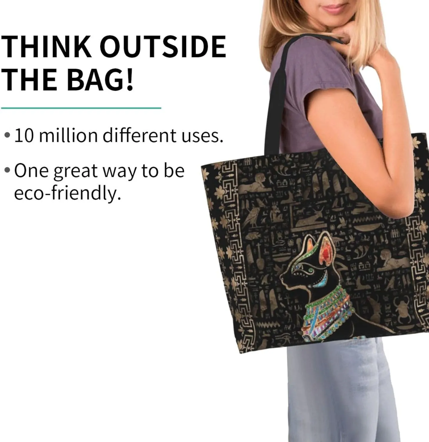 Egypt Canvas Tote Bag Ancient Egypt Shoulder Bag African Handbag Casual Egyptian Grocery Bag for Egypt Travel