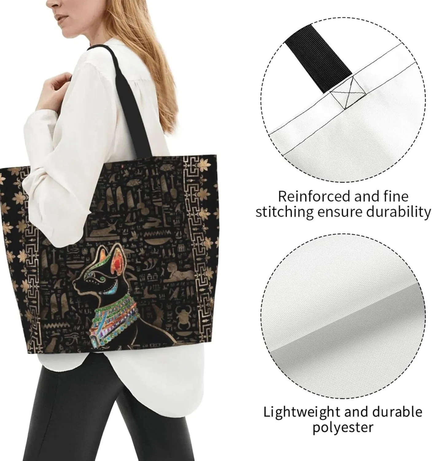 Egypt Canvas Tote Bag Ancient Egypt Shoulder Bag African Handbag Casual Egyptian Grocery Bag for Egypt Travel