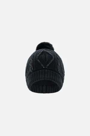 EMBELLISHED BEANIE SOLID BLACK