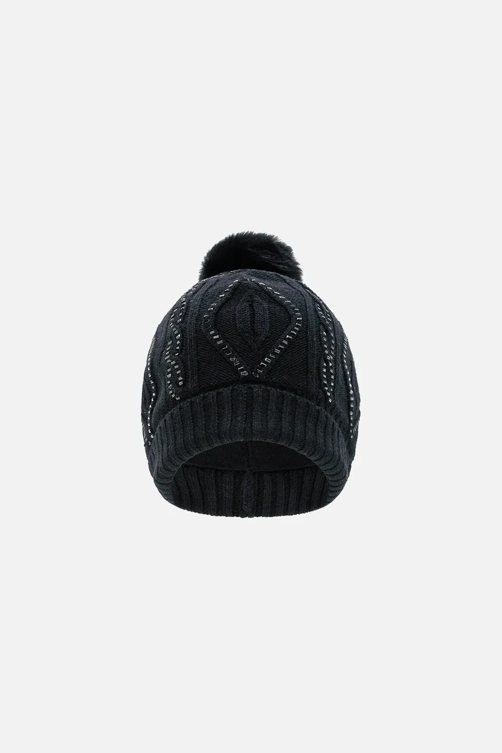 EMBELLISHED BEANIE SOLID BLACK