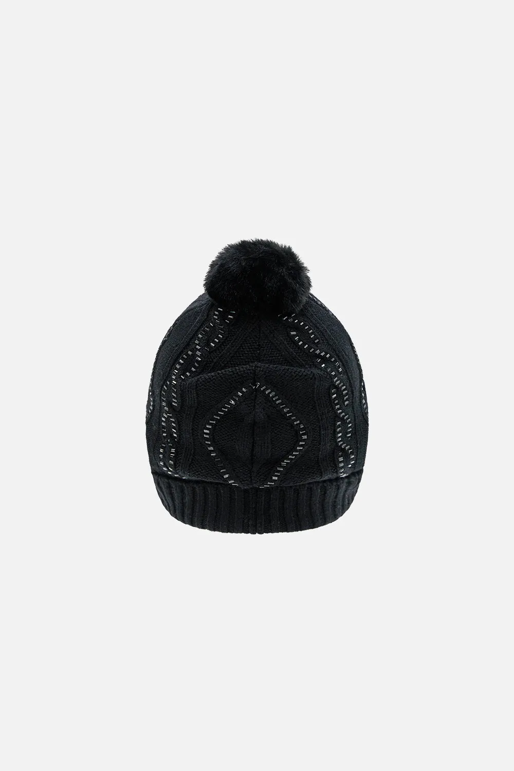 EMBELLISHED BEANIE SOLID BLACK