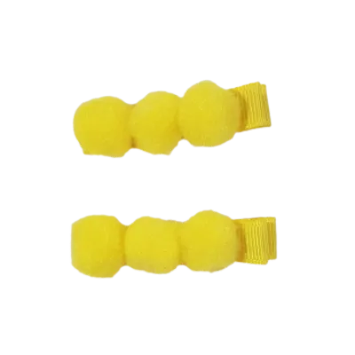 Embellished Non Slip Hair Clip - Pom Pom Clips  (Set of 2) Three Colours