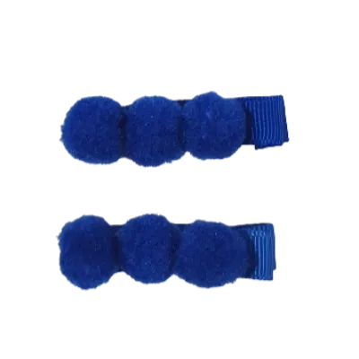 Embellished Non Slip Hair Clip - Pom Pom Clips  (Set of 2) Three Colours