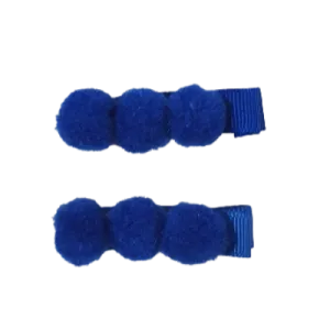 Embellished Non Slip Hair Clip - Pom Pom Clips  (Set of 2) Three Colours