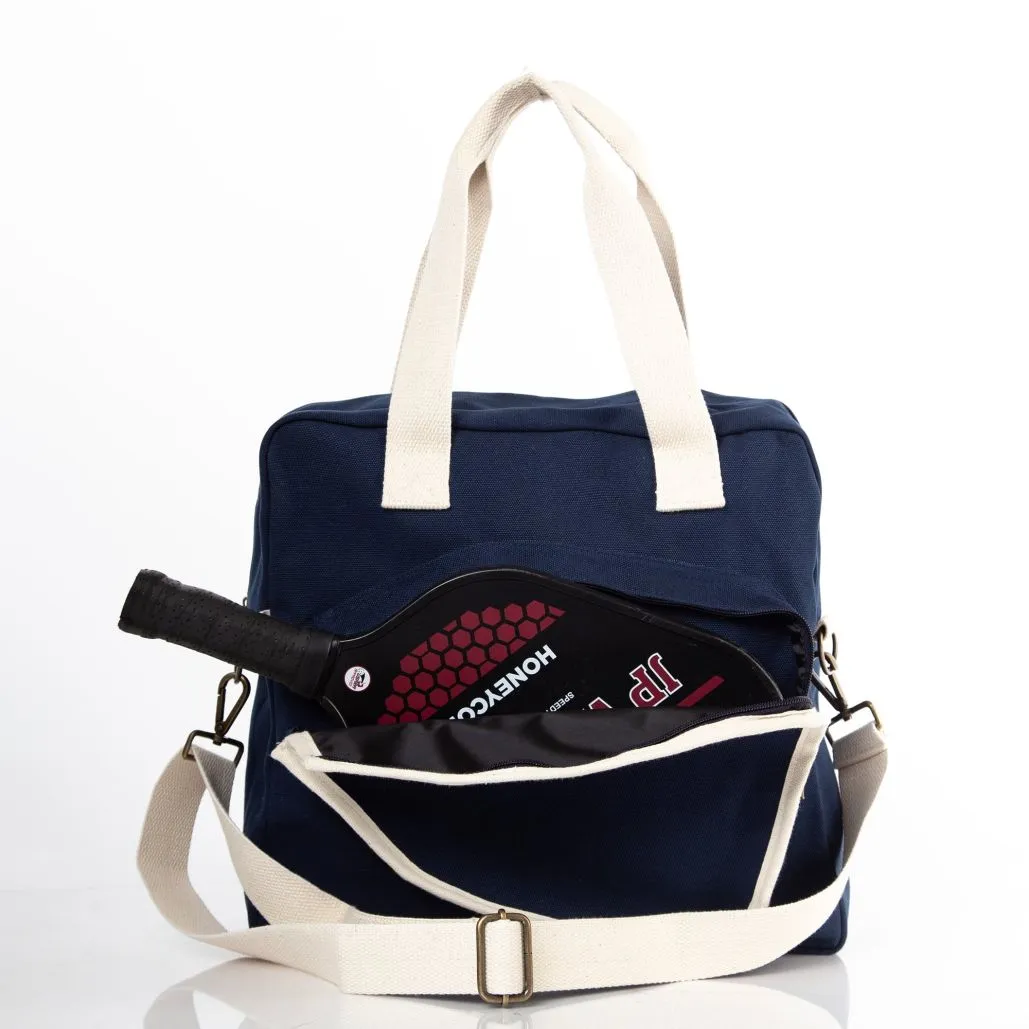 Embroidered Pickleball Canvas Bag with No Kitchen Design and Personalization
