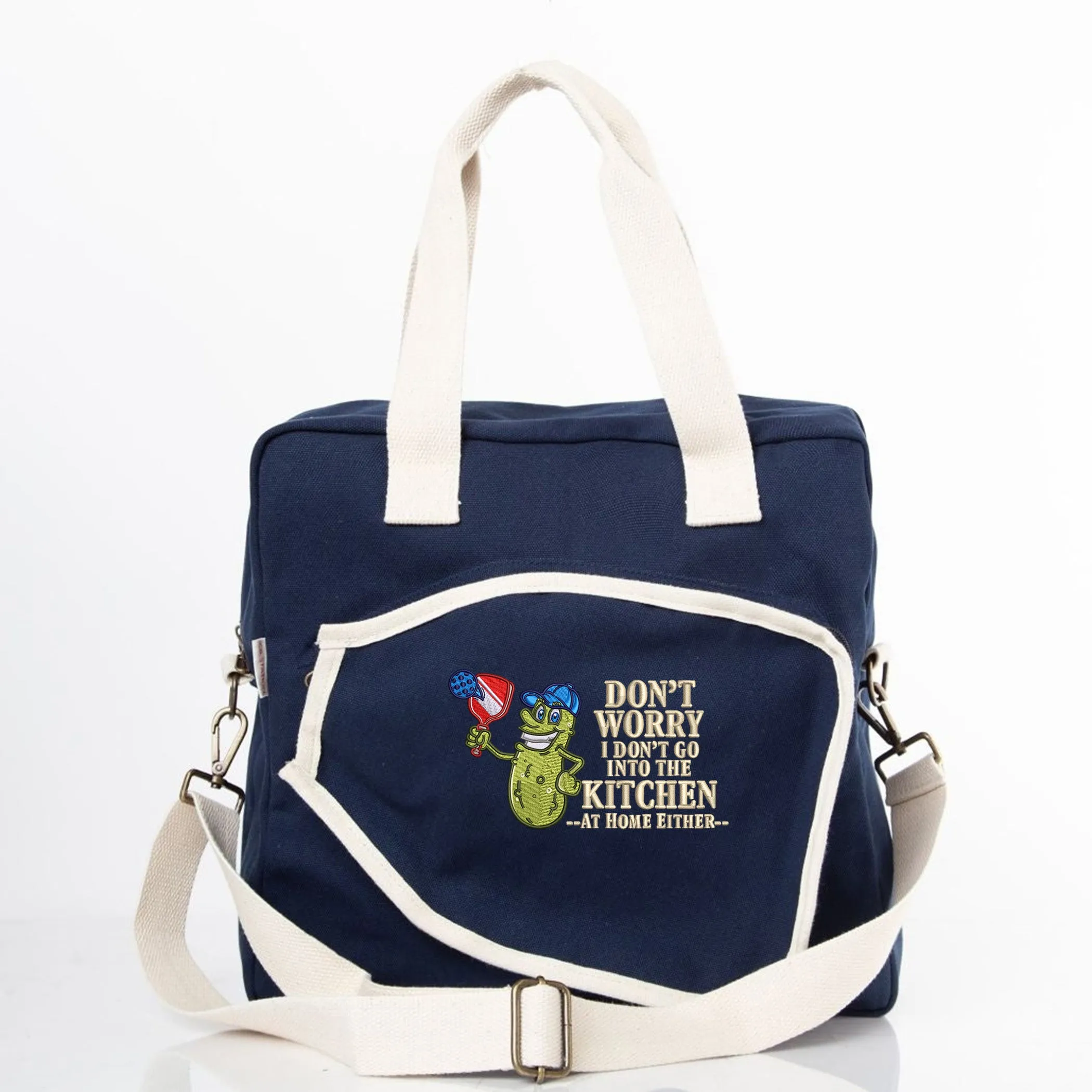 Embroidered Pickleball Canvas Bag with No Kitchen Design and Personalization