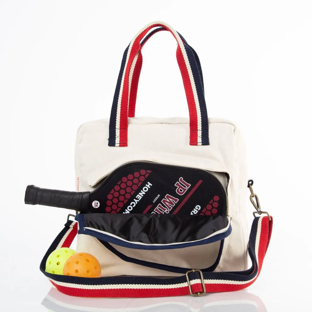 Embroidered Pickleball Canvas Bag with No Kitchen Design and Personalization