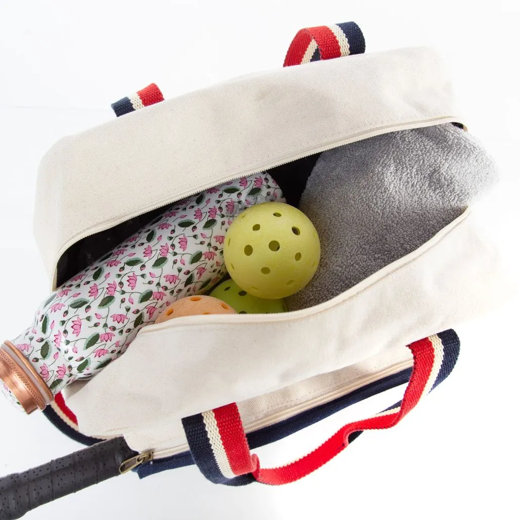 Embroidered Pickleball Canvas Bag with No Kitchen Design and Personalization