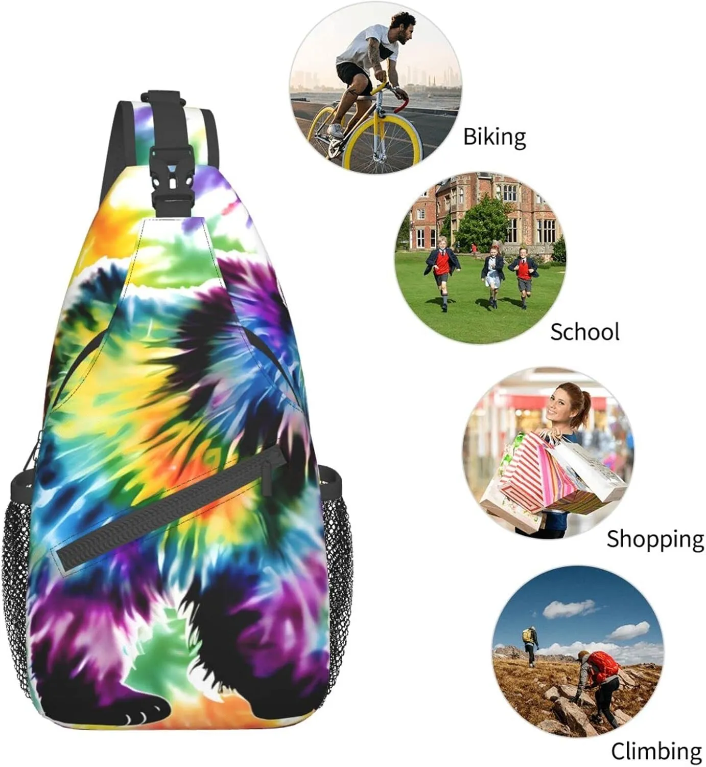 England Symbols Print Crossbody Sling Backpack For Women Men,Sling Bag Travel Hiking Chest Bag Daypack
