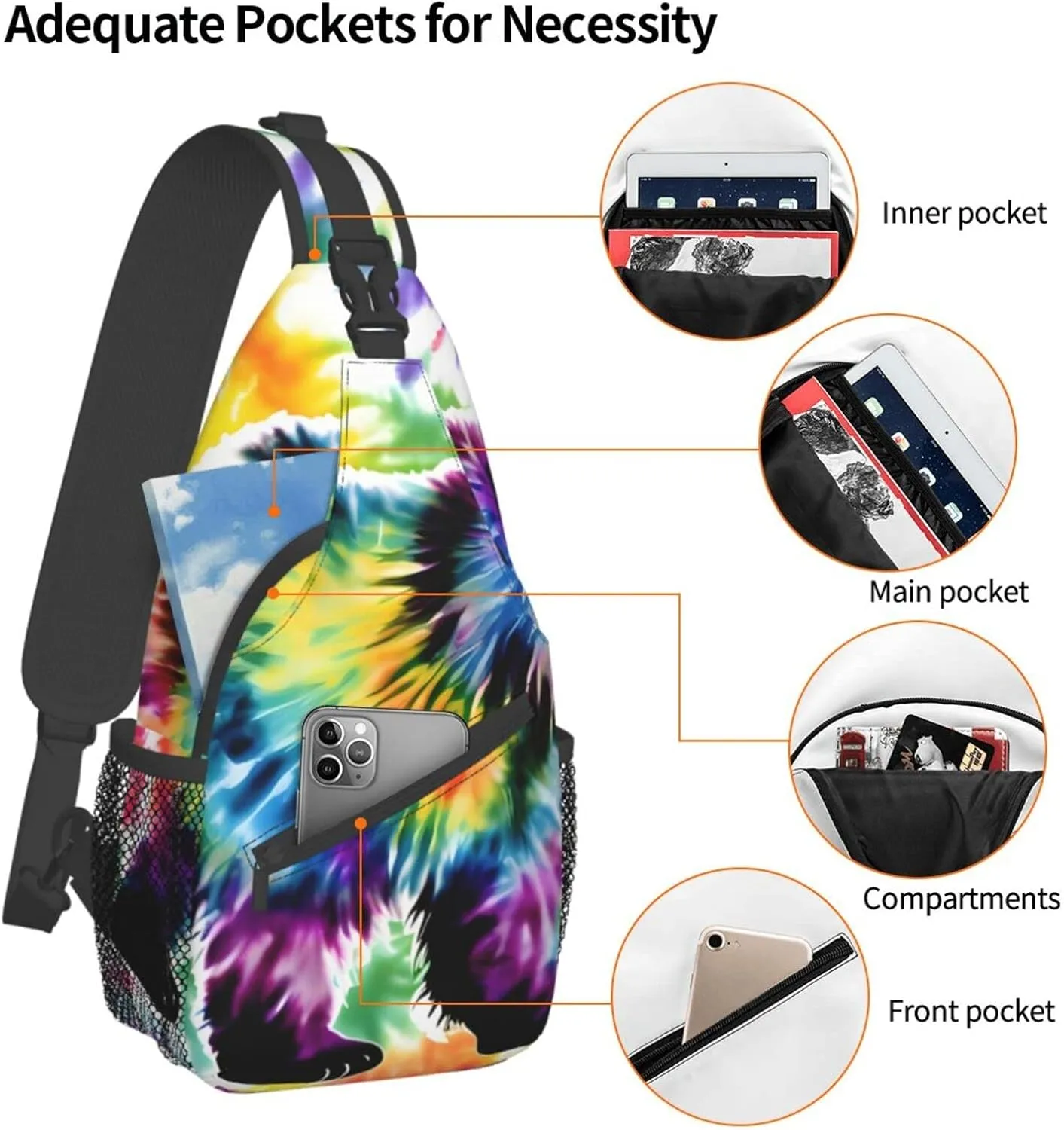 England Symbols Print Crossbody Sling Backpack For Women Men,Sling Bag Travel Hiking Chest Bag Daypack
