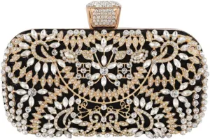 Evening Clutch Bags Purse Handbag for Women Wedding Prom Party (BLACK), Medium