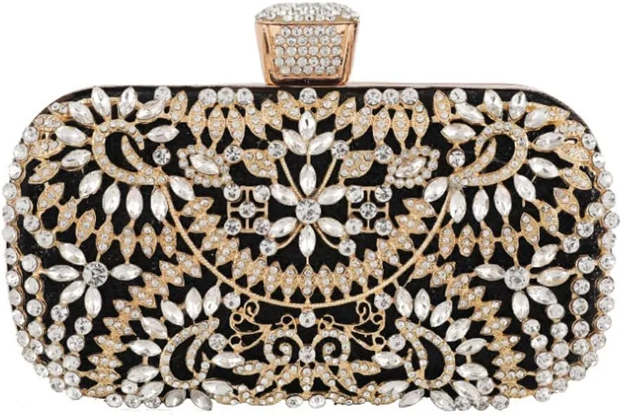 Evening Clutch Bags Purse Handbag for Women Wedding Prom Party (BLACK), Medium