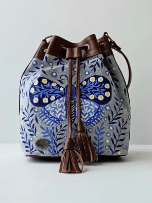 Fabric Bucket Blue Butterfly
