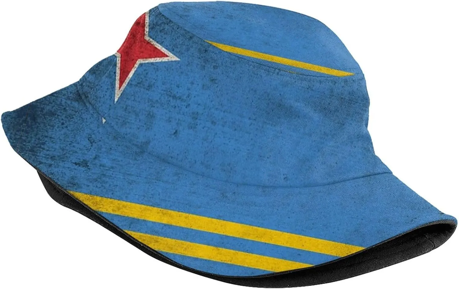 Fashion Aruba Flag Print Bucket Hat Wide Brim Sun Protection Hat Packable Summer Arubian Fisherman Cap for Women Men