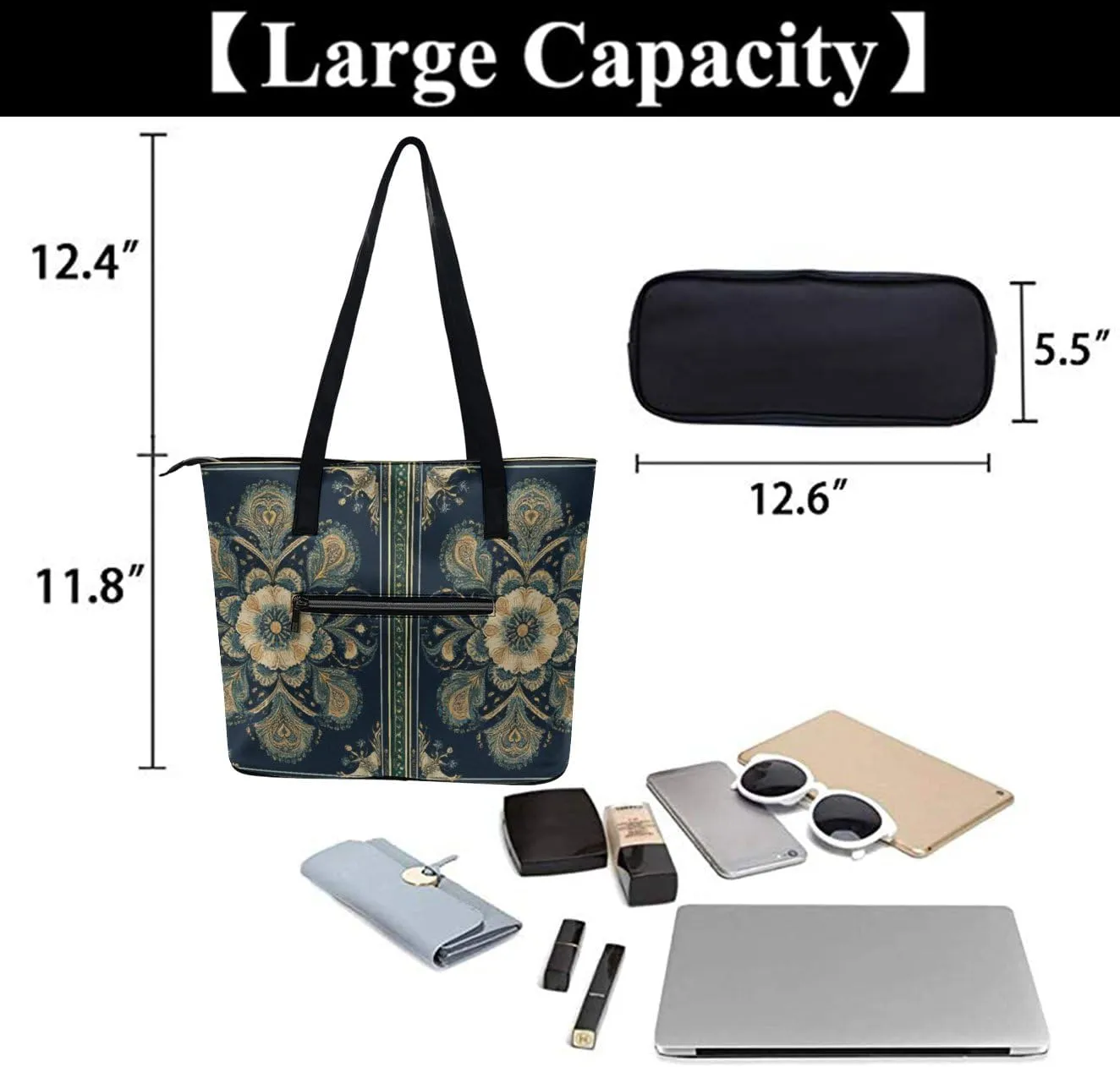Fashion Coach Handbags for Women, Reusable Large Capacity Long Handle Tote Bag for Shopping, Work
