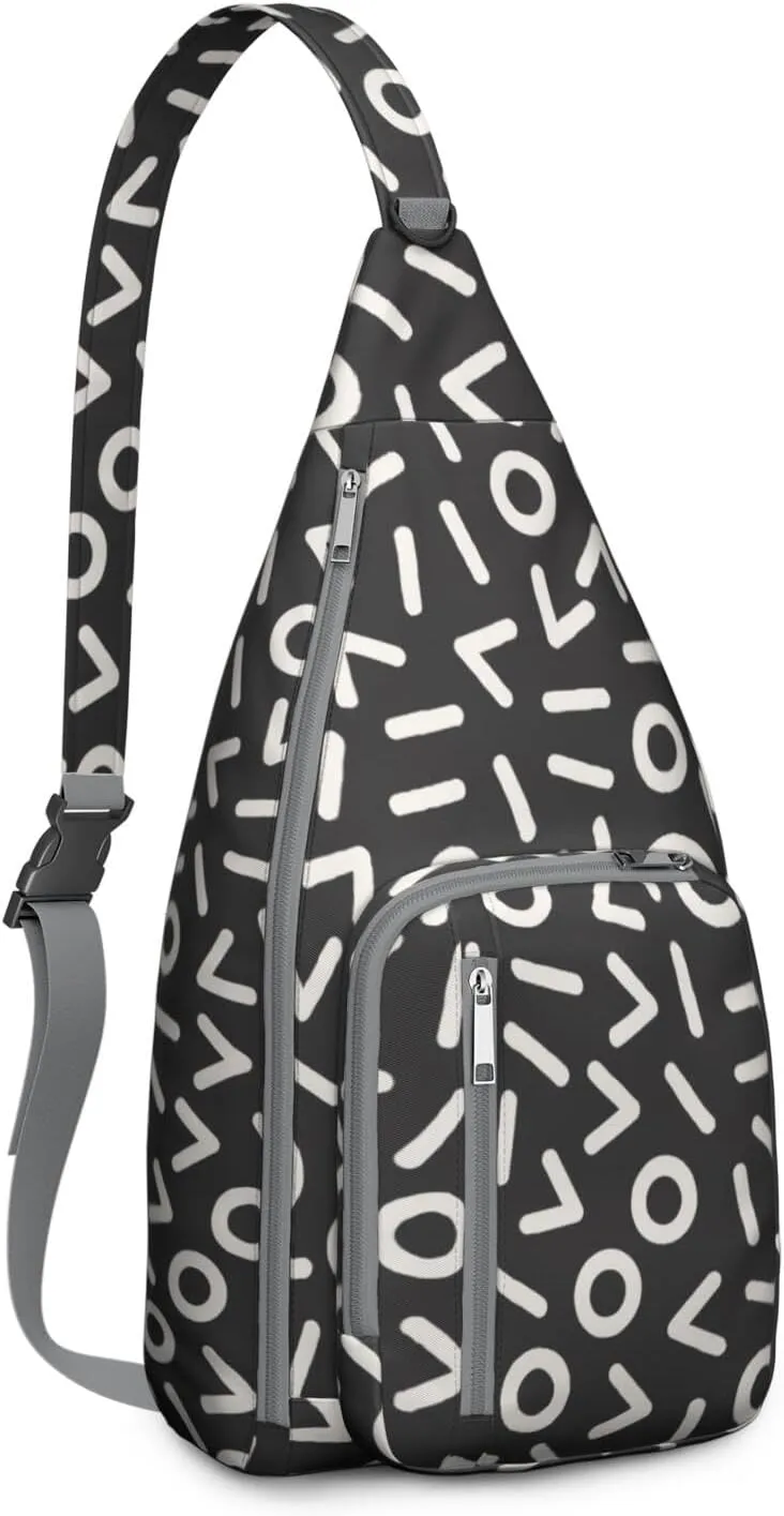 Fashion Geometric Line Shapes Crossbody Bag Daypack for Women Men Lightweight Waterproof Sling Bag Backpack Hiking Cycling