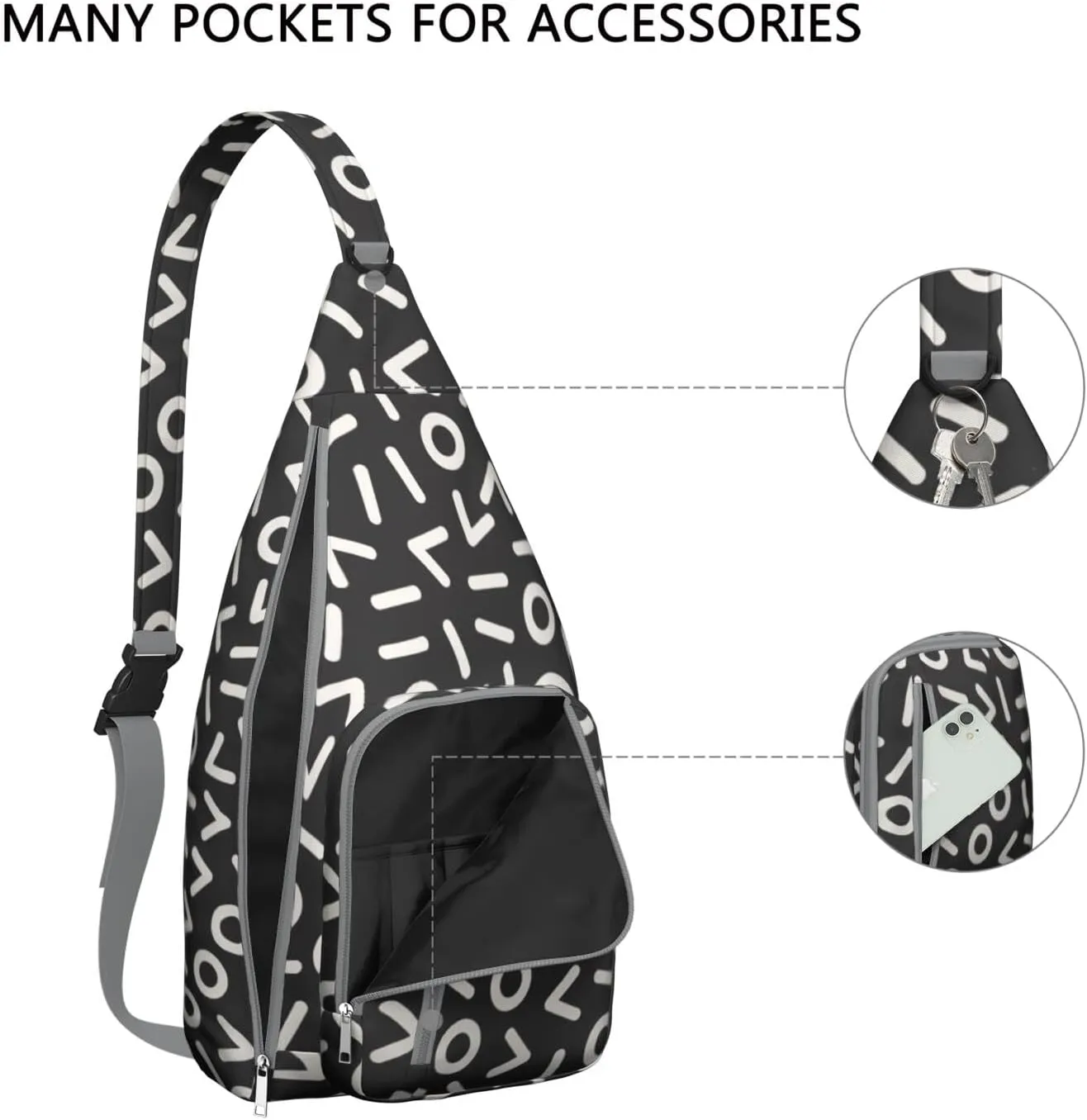 Fashion Geometric Line Shapes Crossbody Bag Daypack for Women Men Lightweight Waterproof Sling Bag Backpack Hiking Cycling