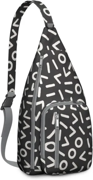 Fashion Geometric Line Shapes Crossbody Bag Daypack for Women Men Lightweight Waterproof Sling Bag Backpack Hiking Cycling