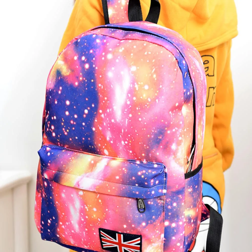Fashion Unisex Stars Universe Space Printing Backpack School Book Backpacks British-flag Shoulder Bag HB88