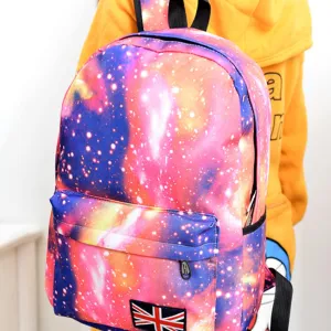 Fashion Unisex Stars Universe Space Printing Backpack School Book Backpacks British-flag Shoulder Bag HB88