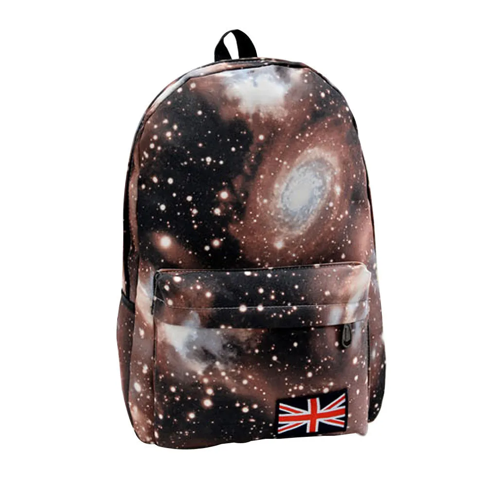 Fashion Unisex Stars Universe Space Printing Backpack School Book Backpacks British-flag Shoulder Bag HB88