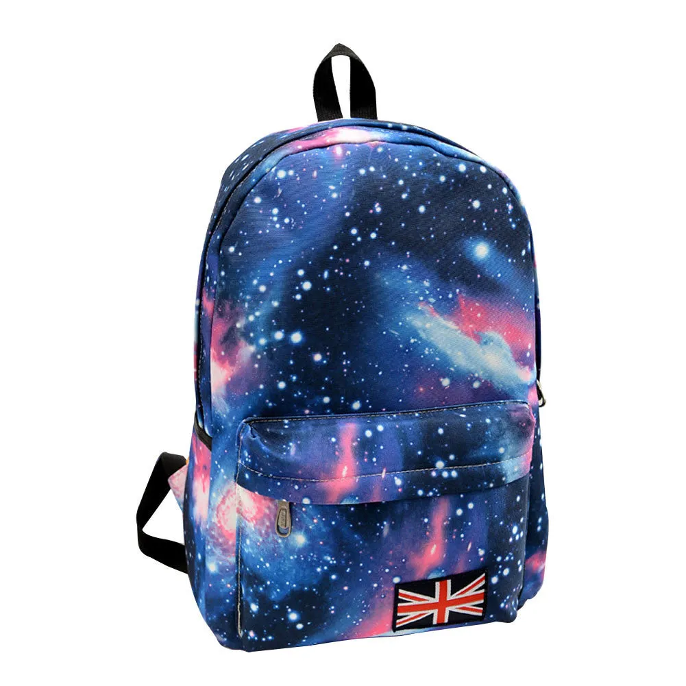 Fashion Unisex Stars Universe Space Printing Backpack School Book Backpacks British-flag Shoulder Bag HB88