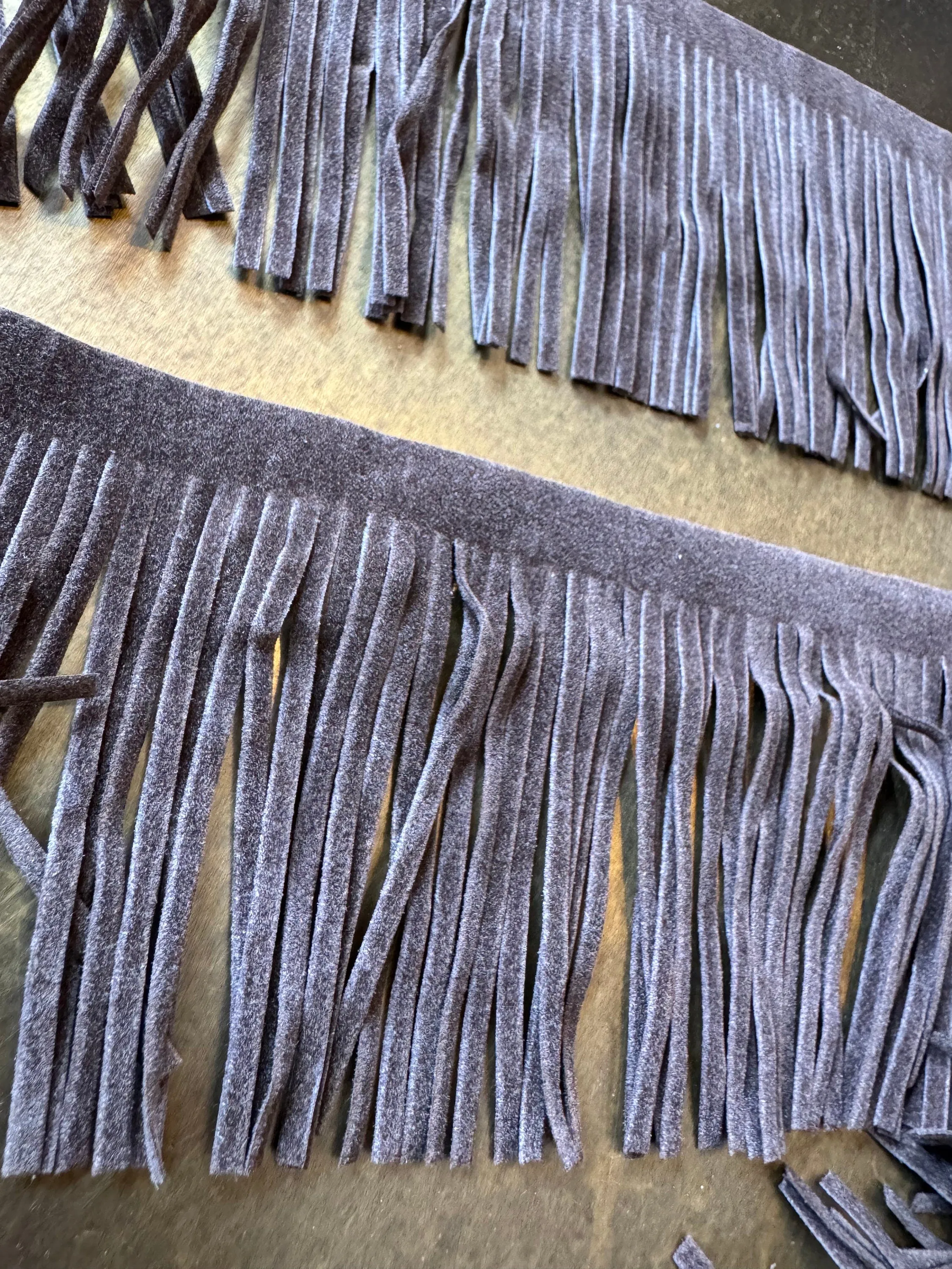 Faux Suede Fringe trim 3” Wide, Brown colour, Soft fringe trimming, Suede Tassel Trim, Bags, Poncho, Furnishings