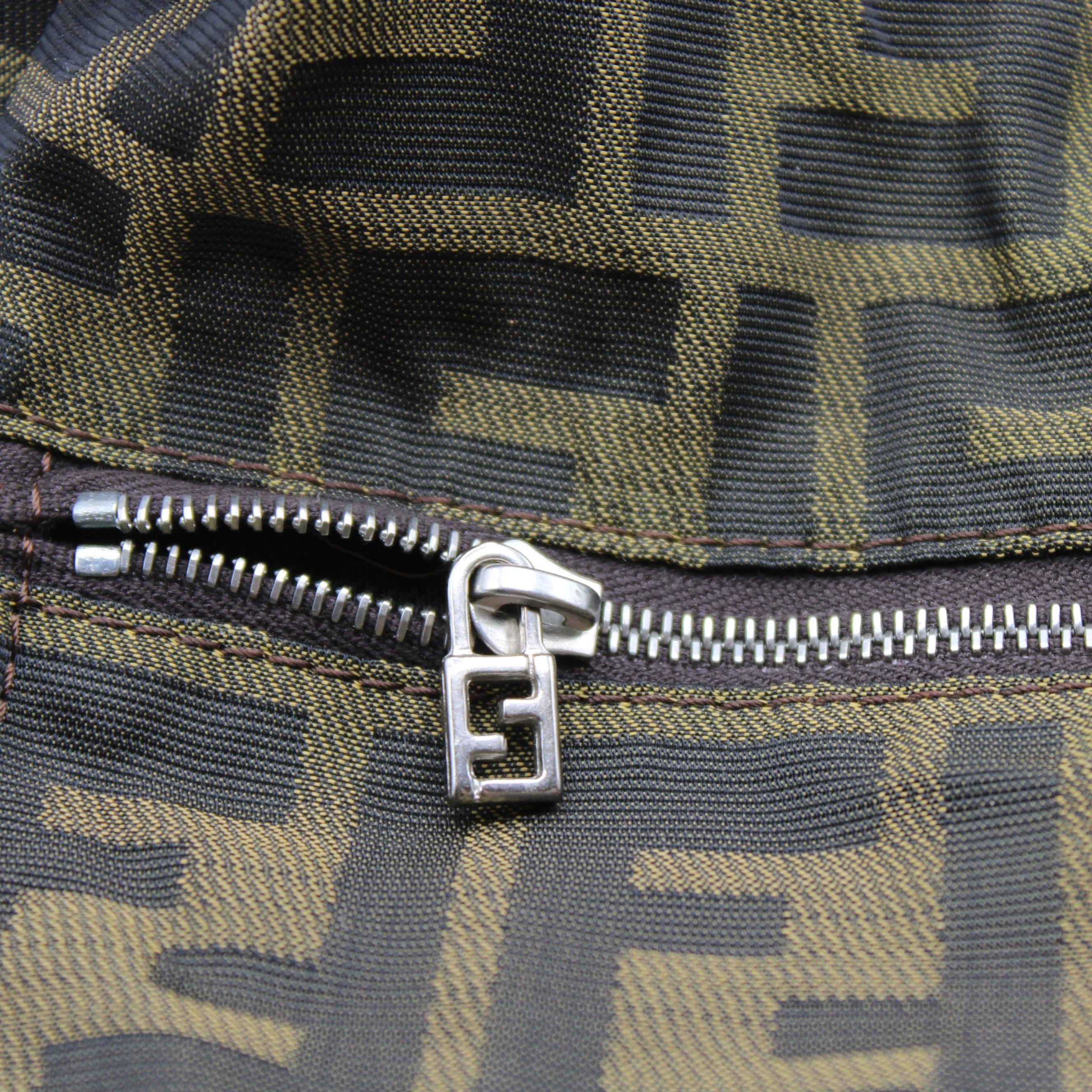 Fendi Zucca Brown Canvas and Leather Shoulder Bag