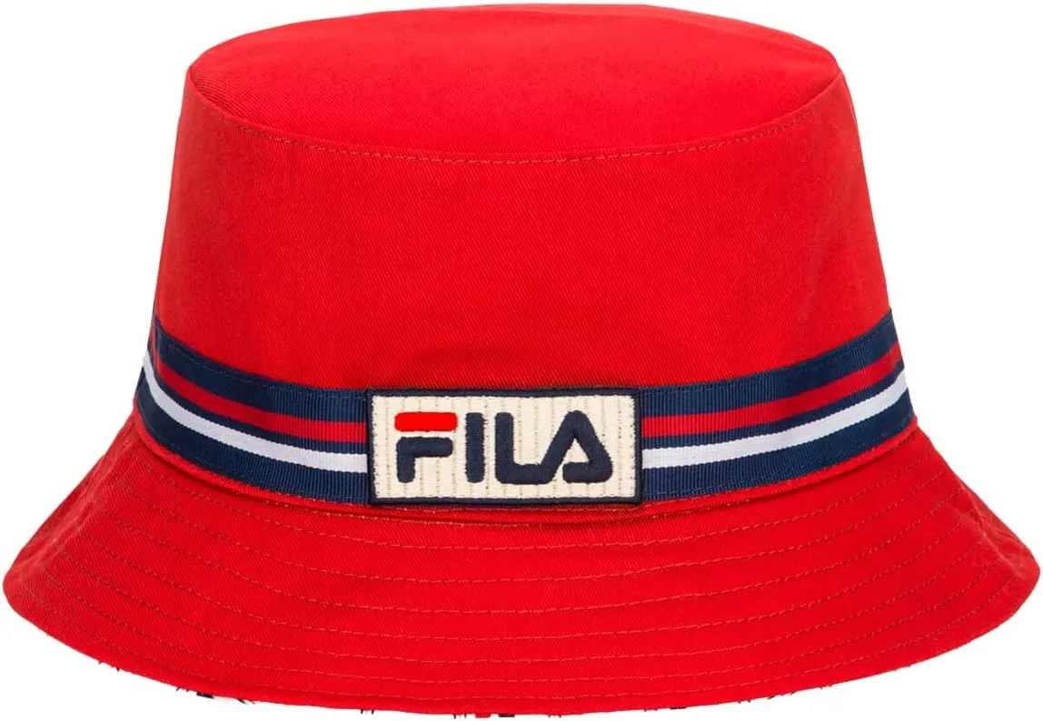 Fila Unisex Cotton Twill Reversible Bucket Hat (Red)