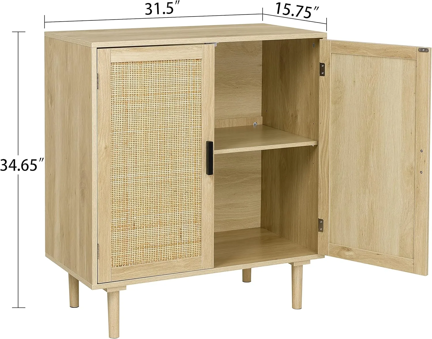 Finnhomy Sideboard Buffet Cabinet, Kitchen Storage Sideboard with Rattan Decorated Doors, Liquor Coffee Buffet, Dining Room, Hallway, Console Table, Accent Cabinet, 31.5X 15.8X 34.6 Inches, Natural