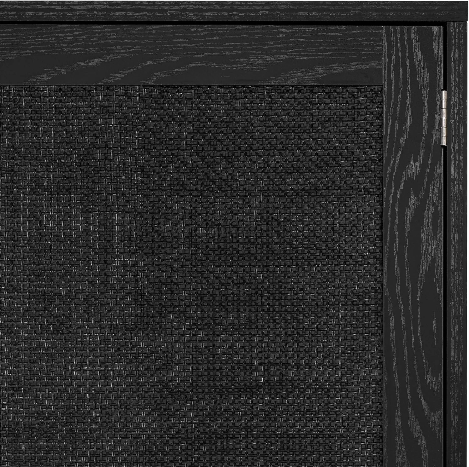 Finnhomy Sideboard Buffet Kitchen Storage Cabinet with Black Painted Rattan Decorated Doors, Dining Room, Hallway, Cupboard Console Table, Liquor/Accent Cabinet, 31.5X 15.8X 34.6 Inches, Black
